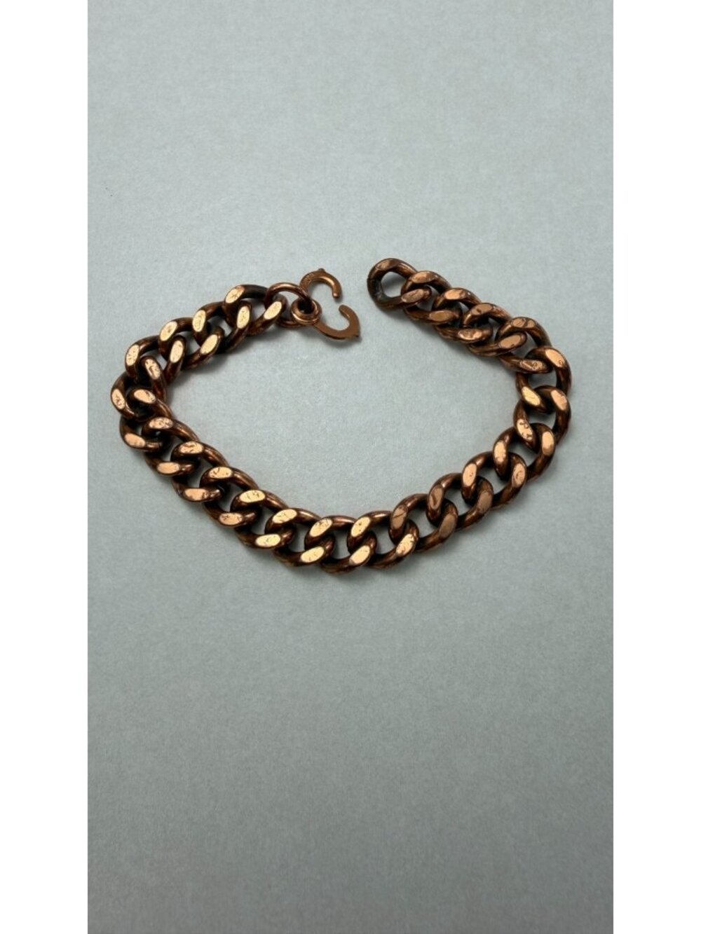 Link Polished Copper-Tone Curb Bracelet marked vintage